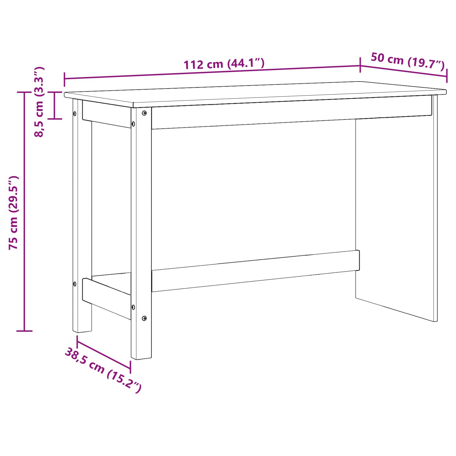 Stalas Medus ruda 112 x 50 x 75 cm Kietas pušies medis