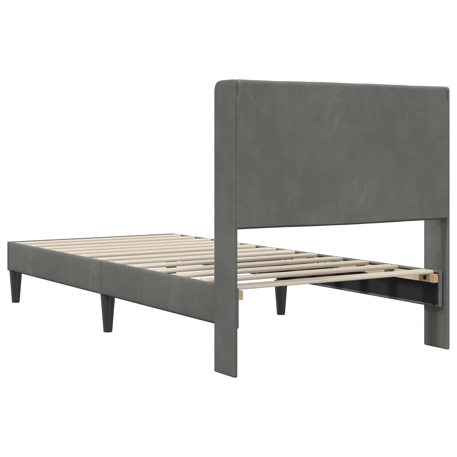 Lovos rėmas su galvūgalio Tamsiai pilka 100 x 203 cm Aksomas