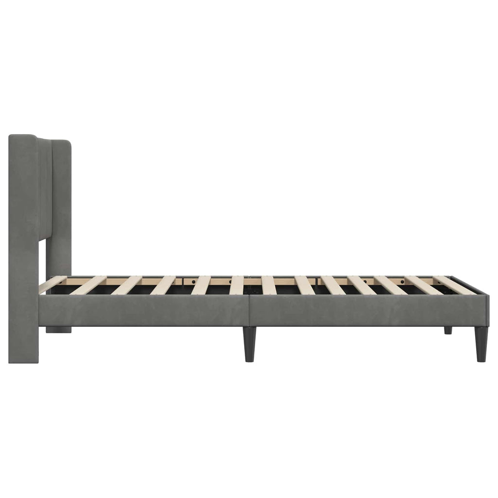 Lovos rėmas su galvūgalio Tamsiai pilka 100 x 203 cm Aksomas