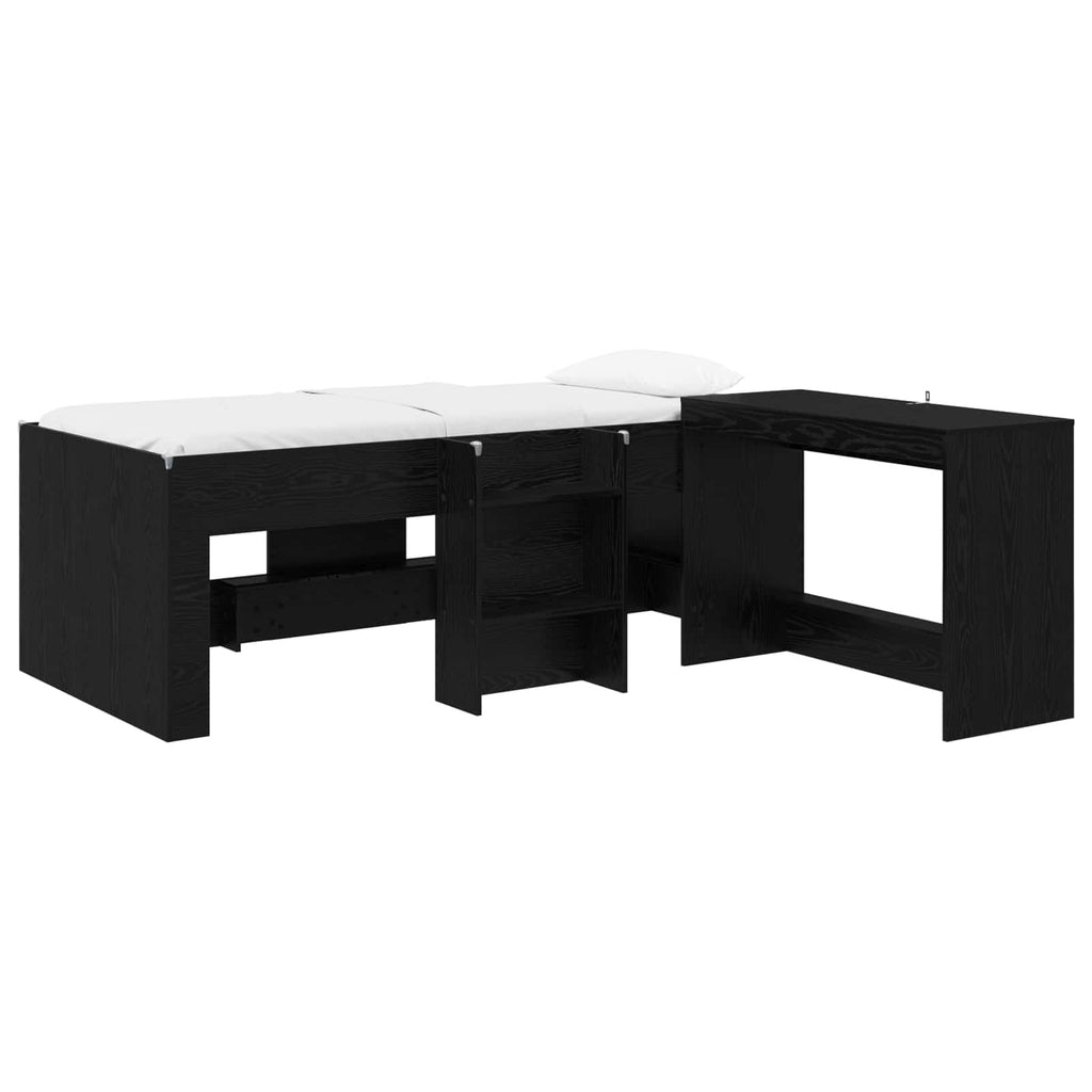 Vaikų Aukštas Lovos Rėmas su Rašomuoju Stalu Juodojo ąžuolo