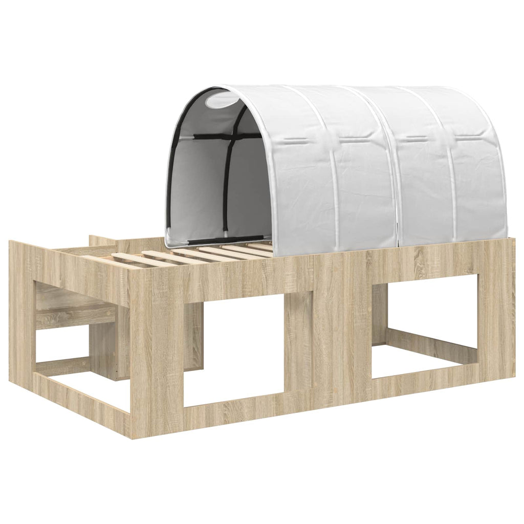 Lovos rėmas su tuneliu su lentyna 3 vnt. Sonoma ąžuolo ir balta