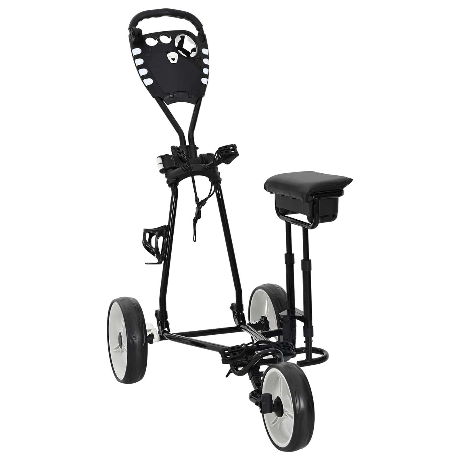 Golfinis vežimėlis su sėdyne Juoda ir Balta 100 x 60 x 130 cm