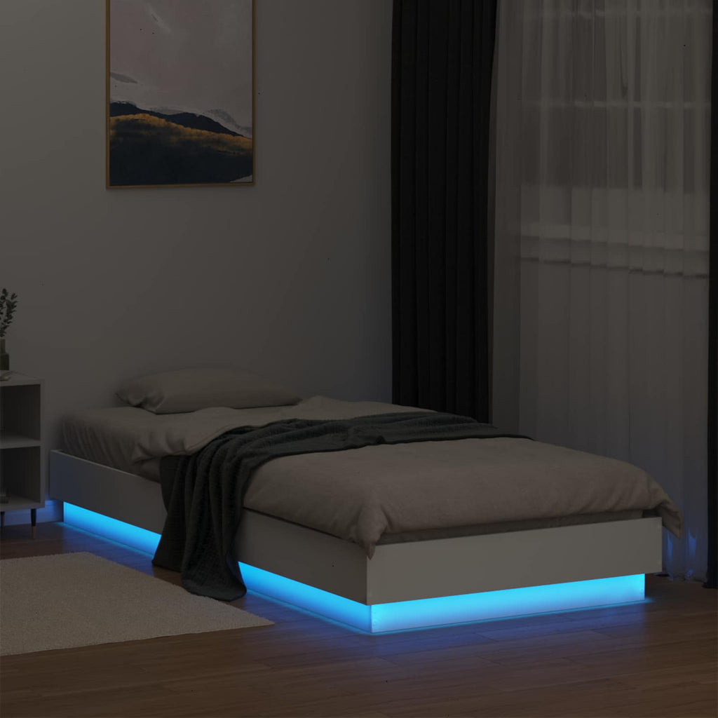 Lovos rėmas su LED Balta 80 x 200 cm Apdirbta mediena