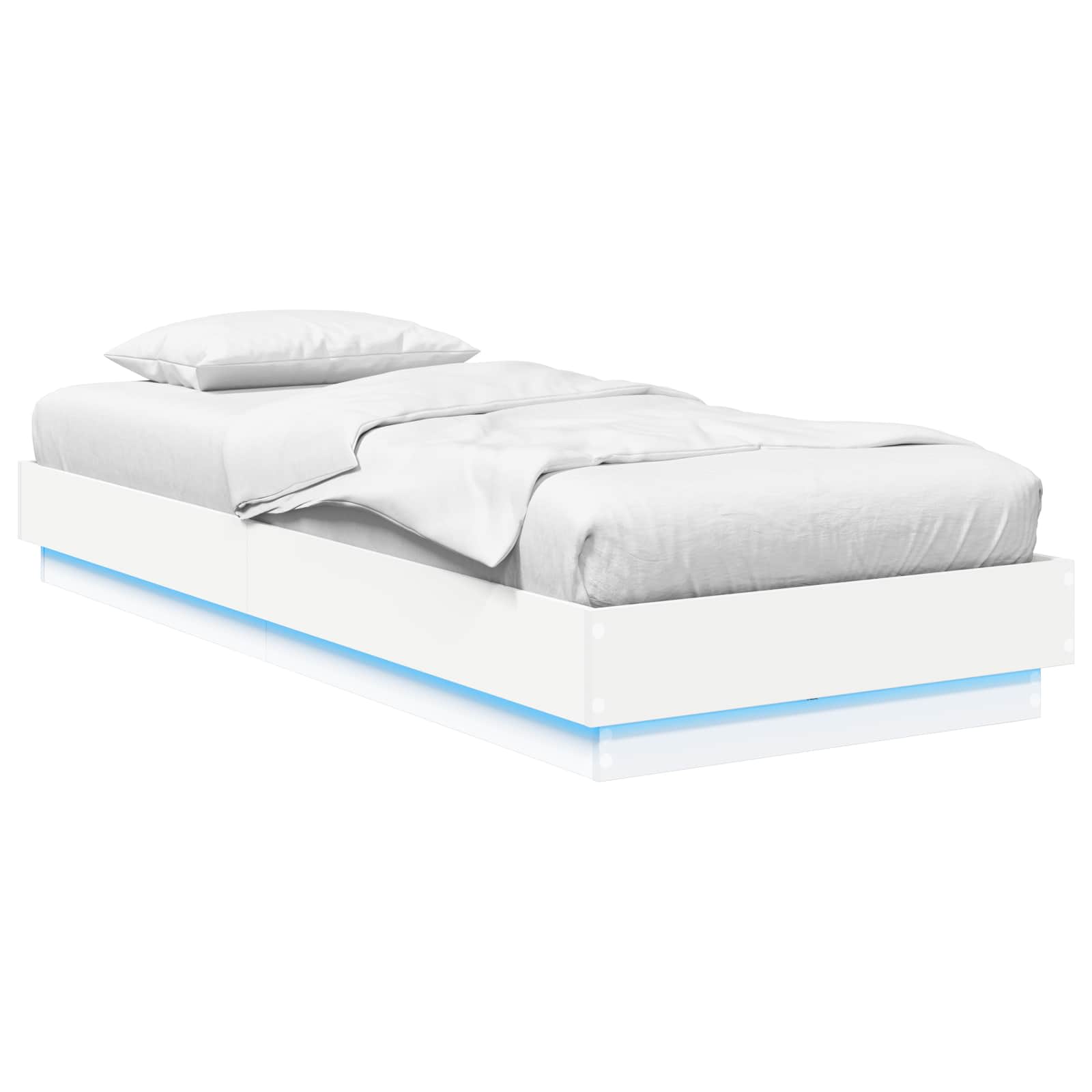 Lovos rėmas su LED Balta 80 x 200 cm Apdirbta mediena