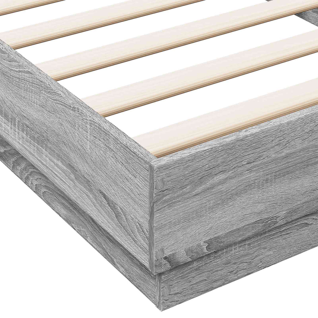 Lovos rėmas su LED Pilka Sonoma 80 x 200 cm Apdirbta mediena