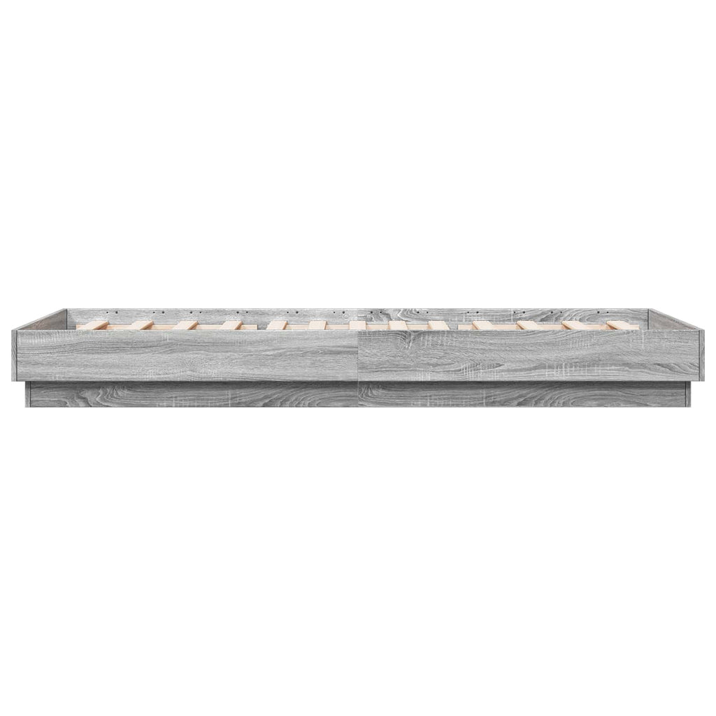 Lovos rėmas su LED Pilka Sonoma 80 x 200 cm Apdirbta mediena