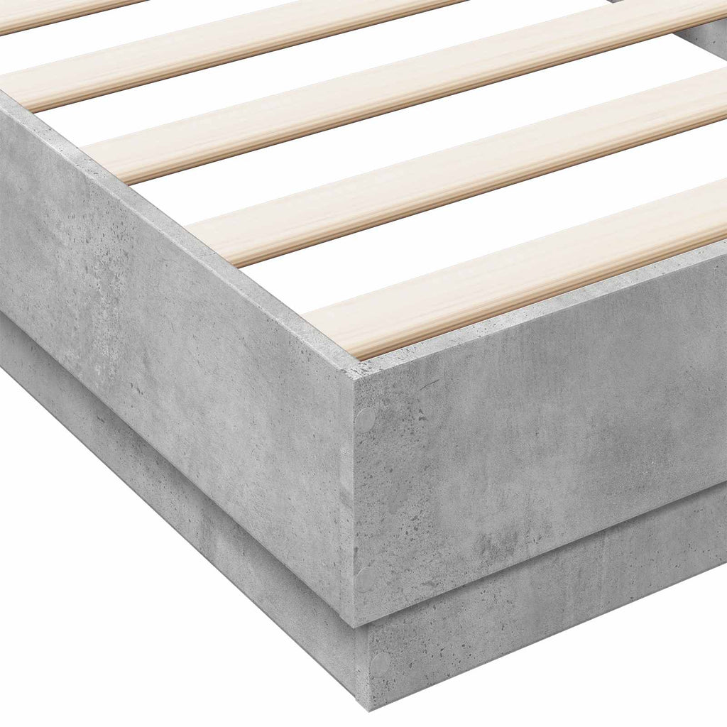 Lovos rėmas su LED Betono pilka 80 x 200 cm Apdirbta mediena