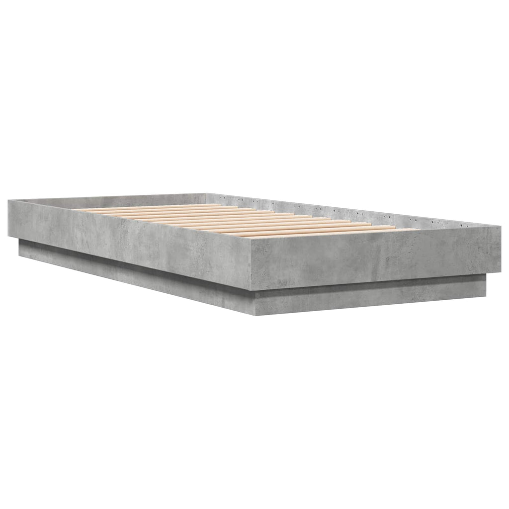 Lovos rėmas su LED Betono pilka 80 x 200 cm Apdirbta mediena