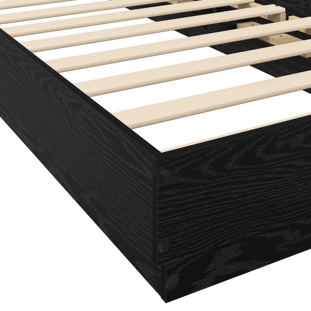 Lovos rėmas su LED Juodojo ąžuolo 80 x 200 cm Apdirbta mediena