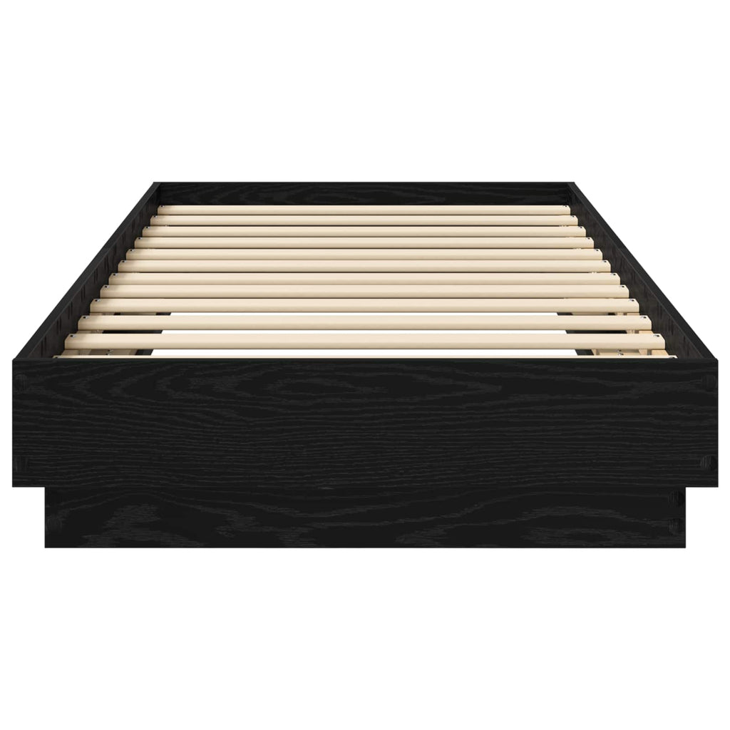 Lovos rėmas su LED Juodojo ąžuolo 80 x 200 cm Apdirbta mediena
