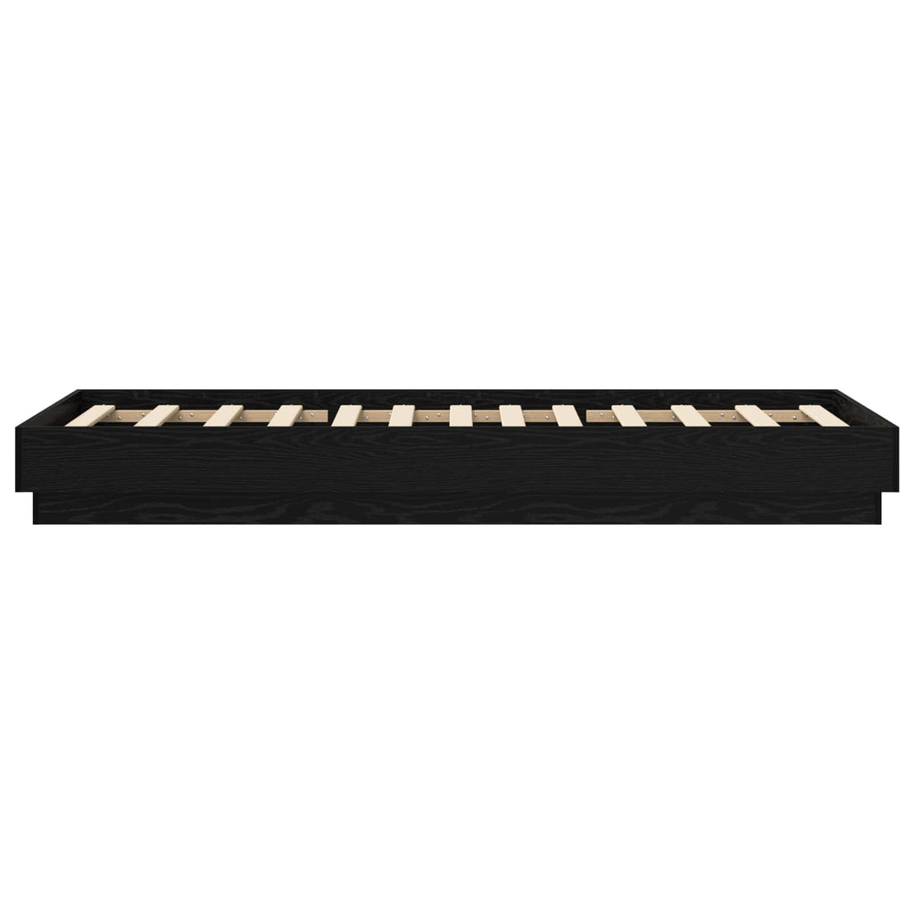 Lovos rėmas su LED Juodojo ąžuolo 80 x 200 cm Apdirbta mediena