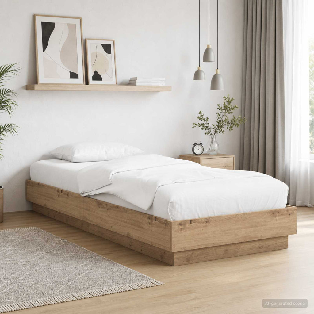 Lovos rėmas su LED Artisano ąžuolo 80 x 200 cm Apdirbta mediena