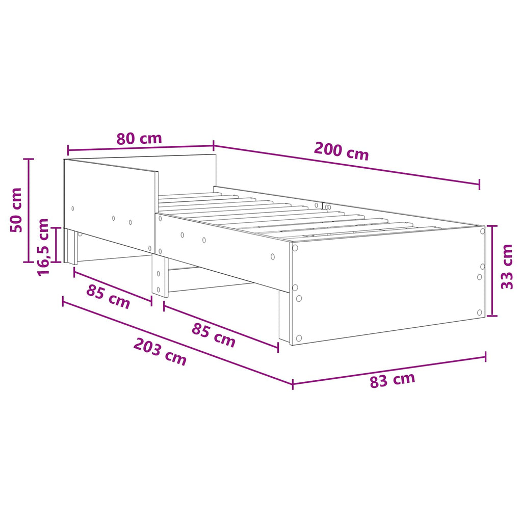 Lovos Rėmas su Galvūgaliu Betono pilka 80 x 200 cm