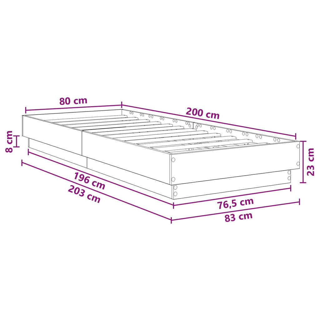 Grindų lovos rėmas Juodojo ąžuolo 80 x 200 cm Apdirbta mediena