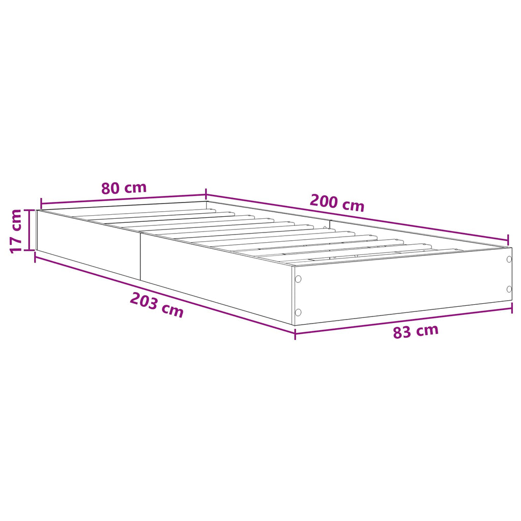 Grindų lovos rėmas Sonoma ąžuolas 80 x 200 cm Apdirbta mediena