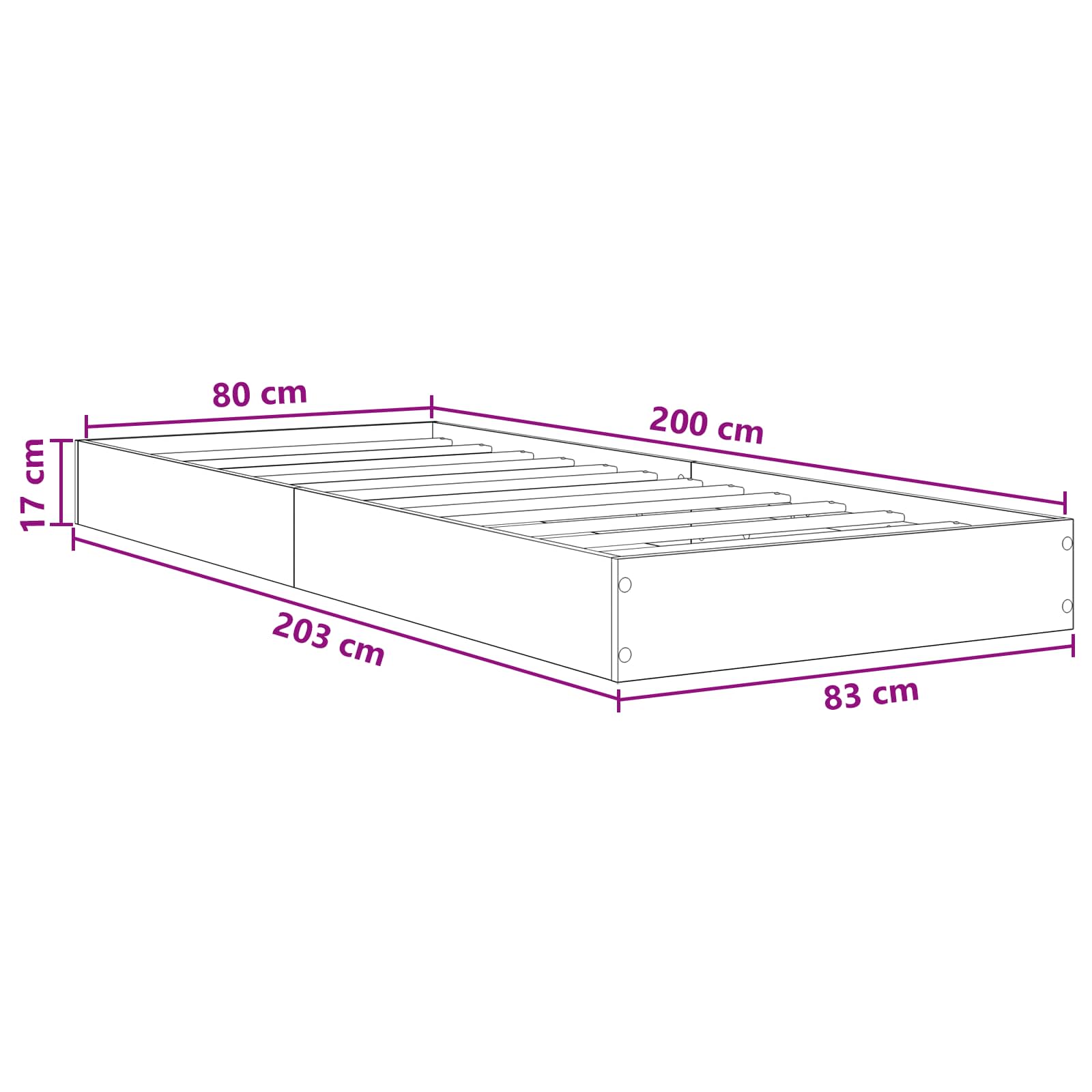 Grindų lovos rėmas Artisano ąžuolo 80 x 200 cm Apdirbta mediena