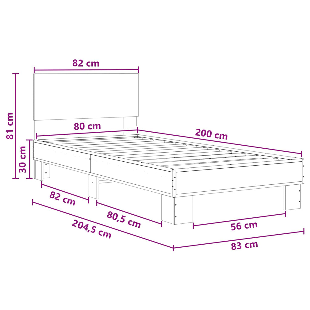 Lovos Rėmas su Galvūgaliu Dūminio ąžuolo 80 x 200 cm