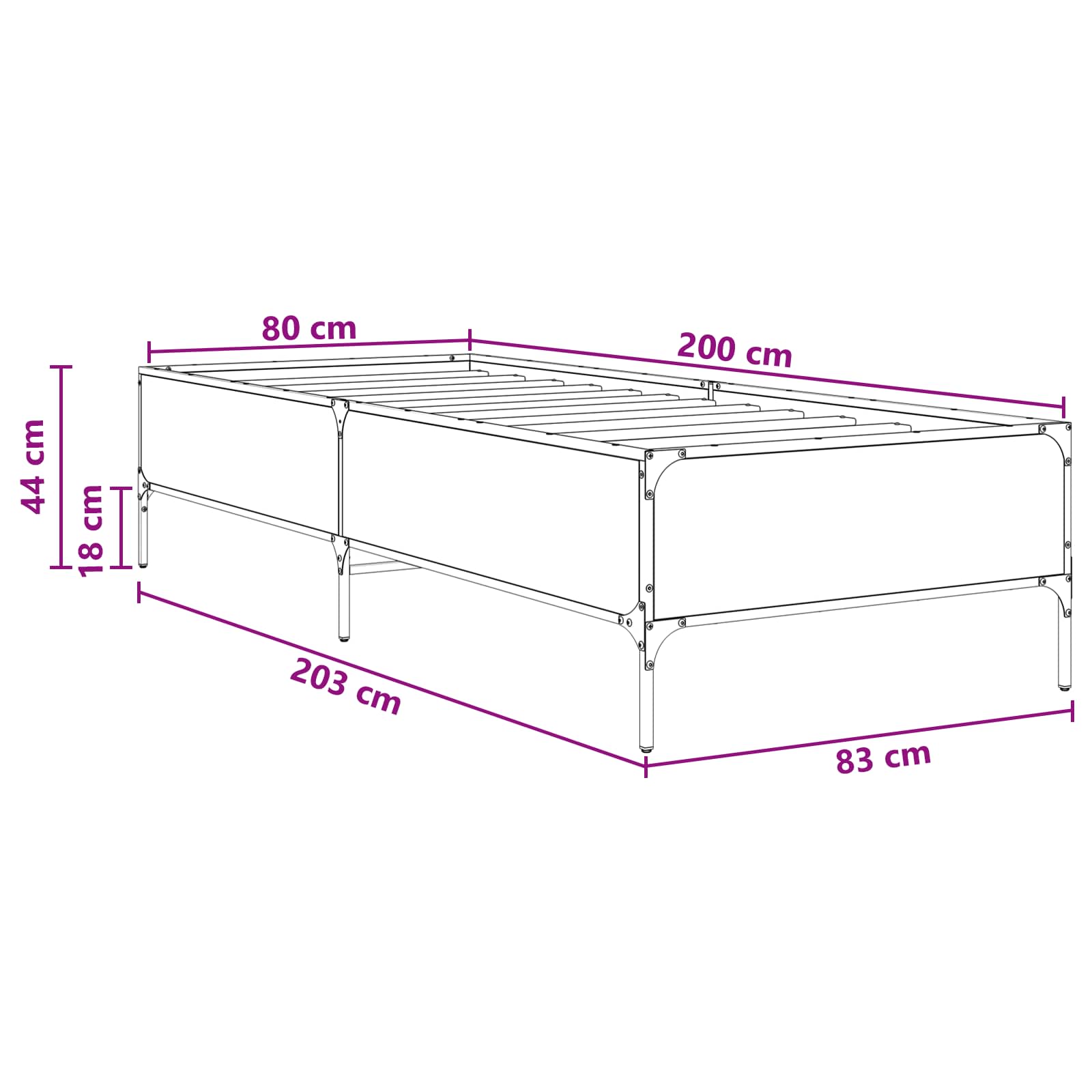 Lovos rėmas Sendintos medienos 80 x 200 cm Apdirbta mediena