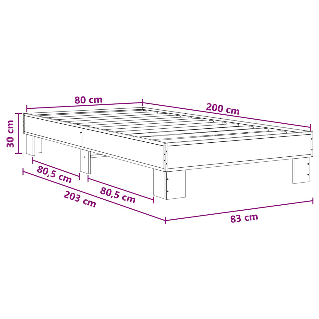 Lovos rėmas Dūminis ąžuolas 80 x 200 cm Apdirbta mediena