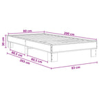 Lovos rėmas Pilka Sonoma 80 x 200 cm Apdirbta mediena
