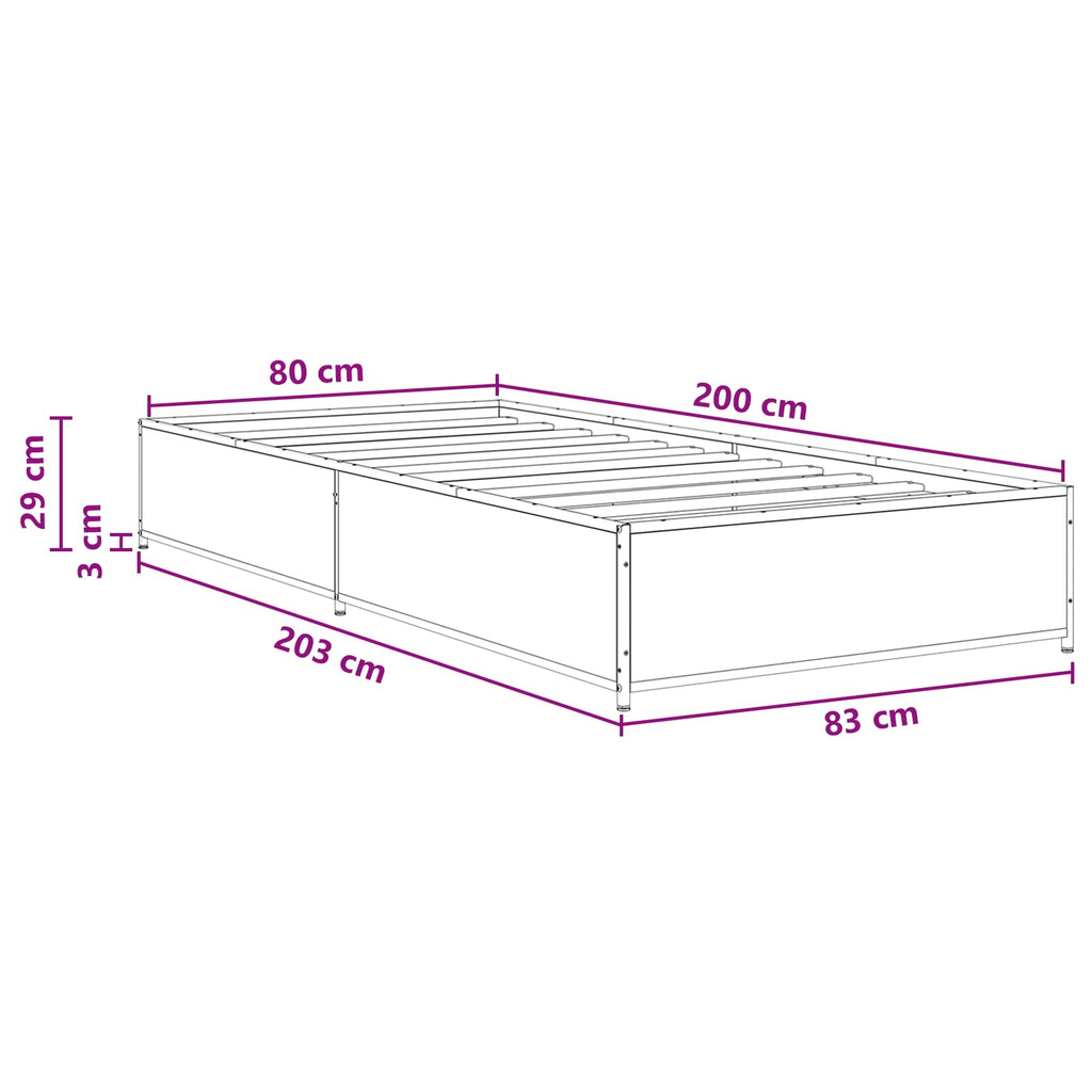 Lovos rėmas Sendintos medienos 80 x 200 cm Apdirbta mediena