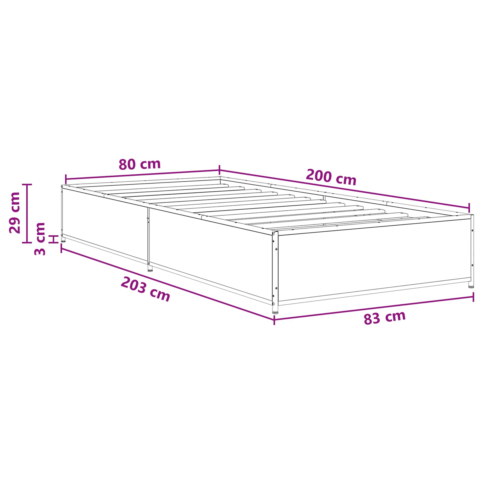 Lovos rėmas Juodojo ąžuolo 80 x 200 cm Apdirbta mediena