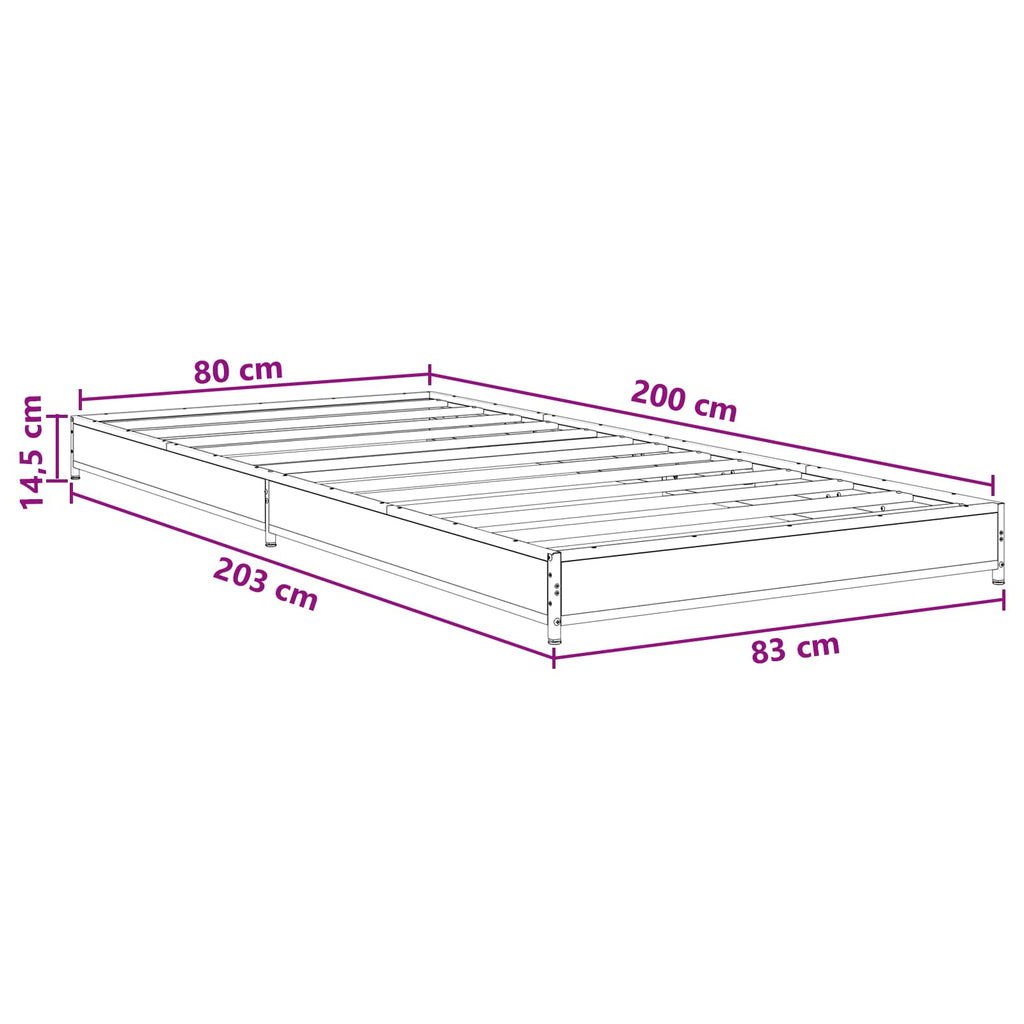 Lovos rėmas Dūminio ąžuolo 80 x 200 cm Apdirbta mediena