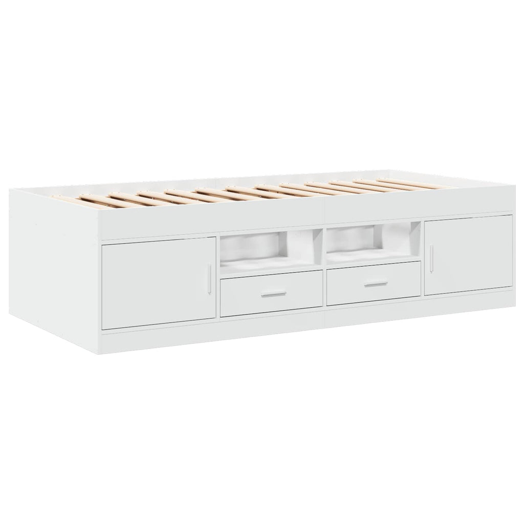 Lovos rėmas su saugojimu Balta 80 x 200 cm Apdirbta mediena