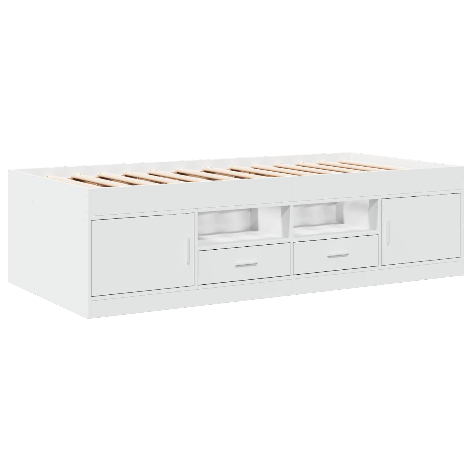Lovos rėmas su saugojimu Balta 80 x 200 cm Apdirbta mediena