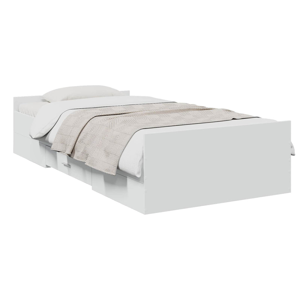 Lovos rėmas su saugojimu Balta 80 x 200 cm Apdirbta mediena