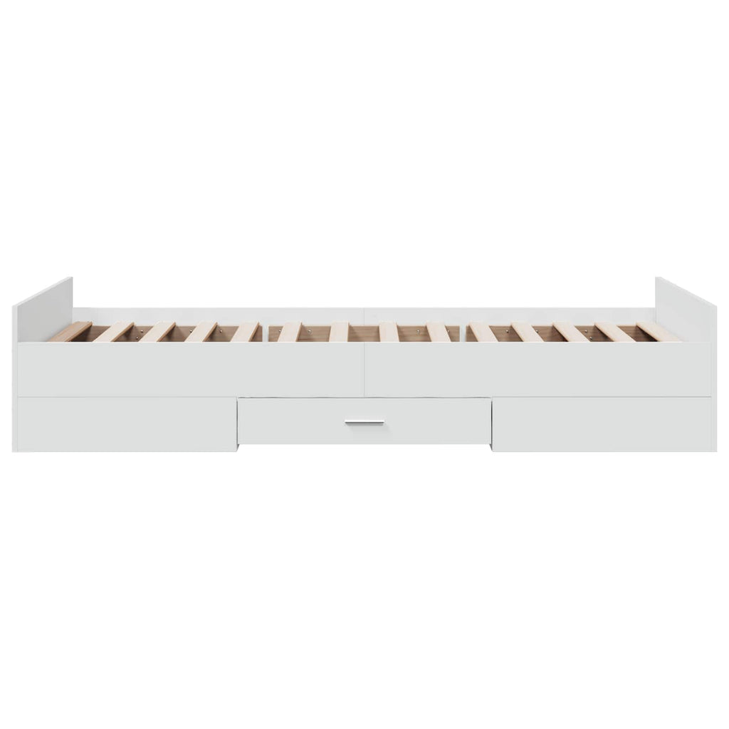 Lovos rėmas su saugojimu Balta 80 x 200 cm Apdirbta mediena