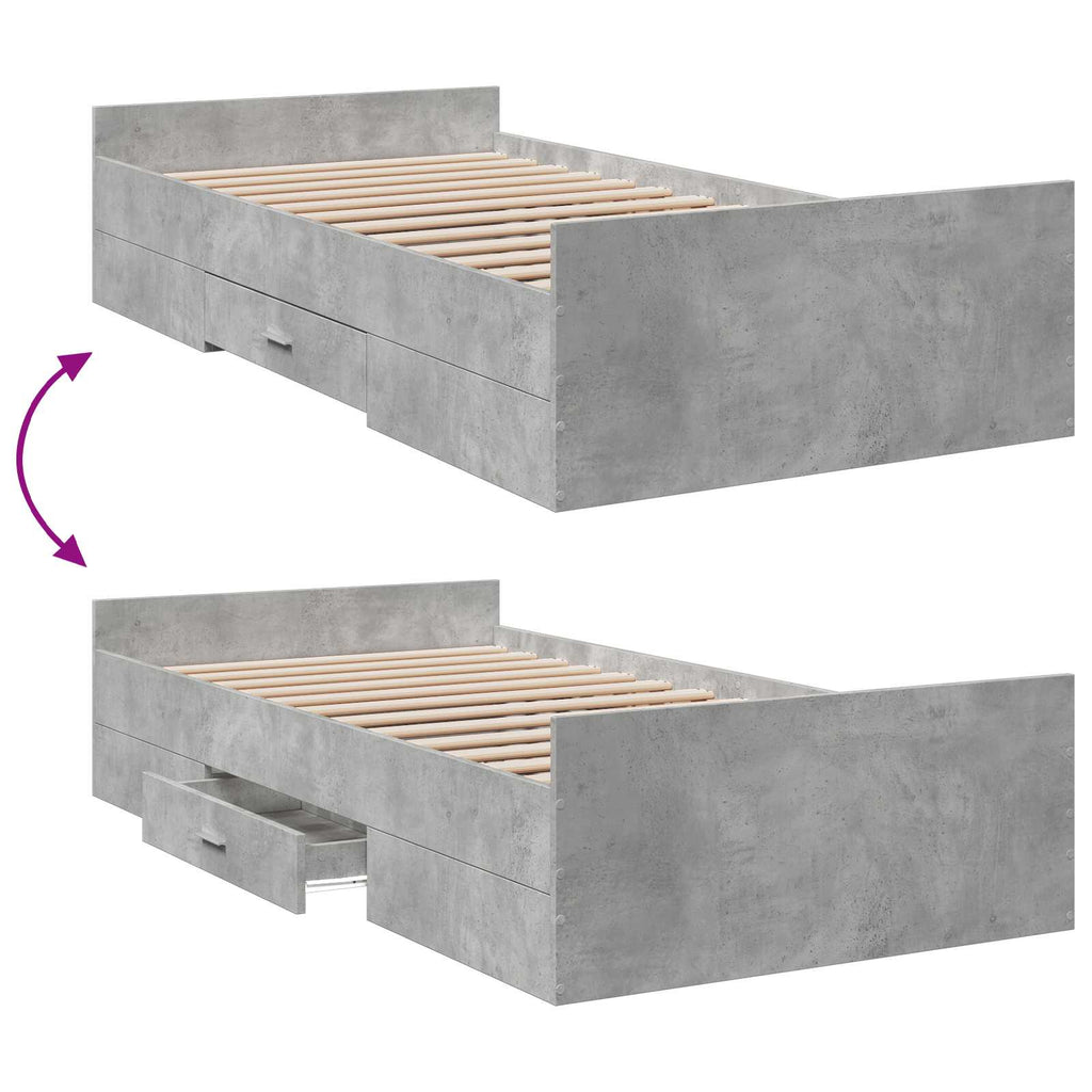 Lovos rėmas su saugojimu su stalčių Betono pilka 80 x 200 cm