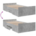 Lovos rėmas su saugojimu su stalčių Betono pilka 80 x 200 cm