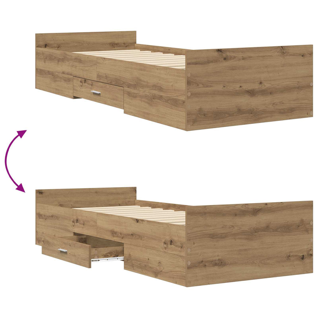 Lovos rėmas su saugojimu su stalčių Artisano ąžuolo 80 x 200 cm