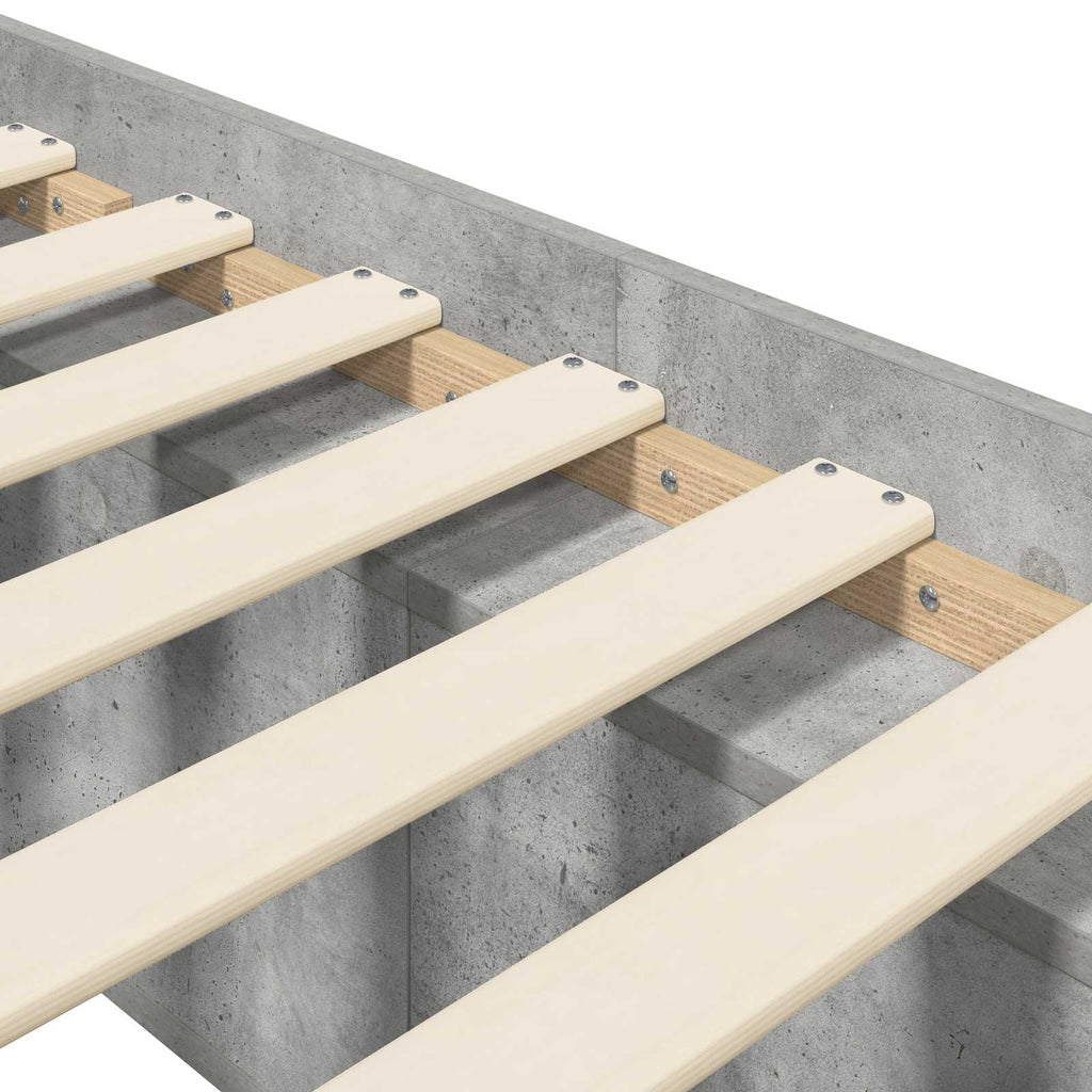 Lovos rėmas su saugojimu su lentyna Betono pilka 80 x 200 cm