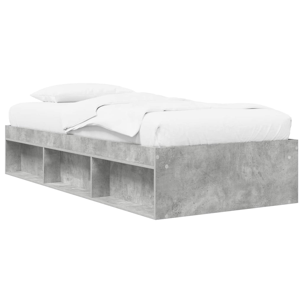 Lovos rėmas su saugojimu su lentyna Betono pilka 80 x 200 cm