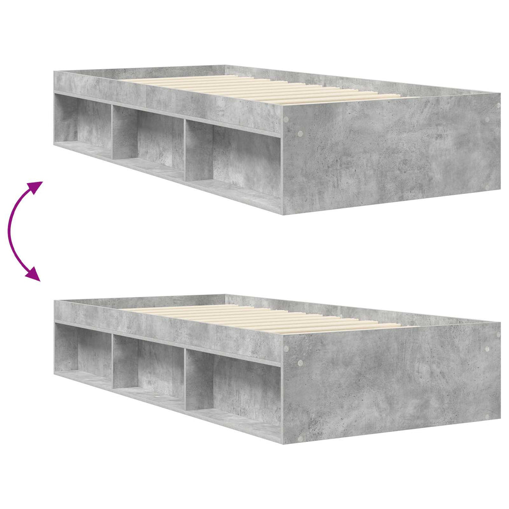 Lovos rėmas su saugojimu su lentyna Betono pilka 80 x 200 cm