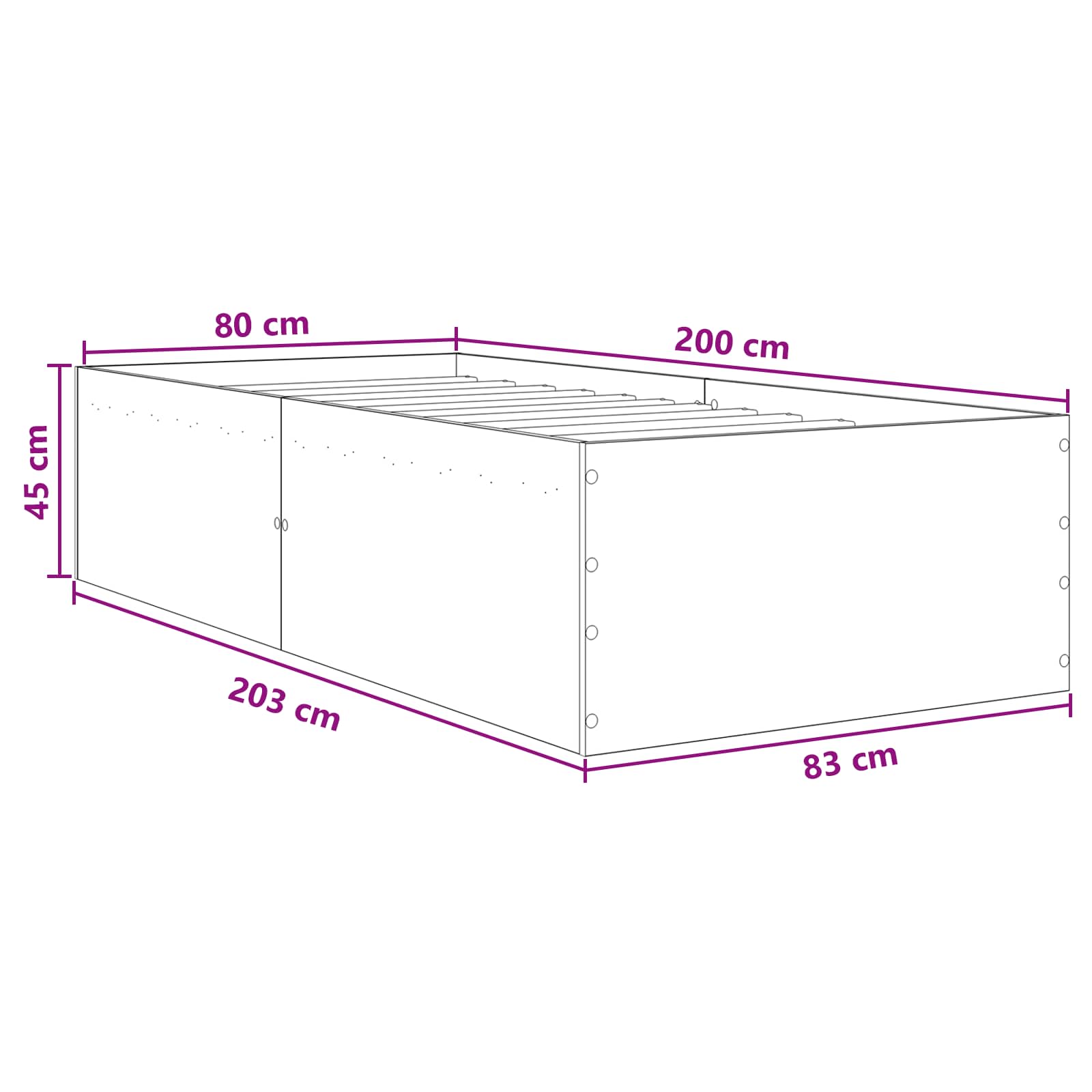 Grindų lovos rėmas Juodojo ąžuolo 80 x 200 cm Apdirbta mediena