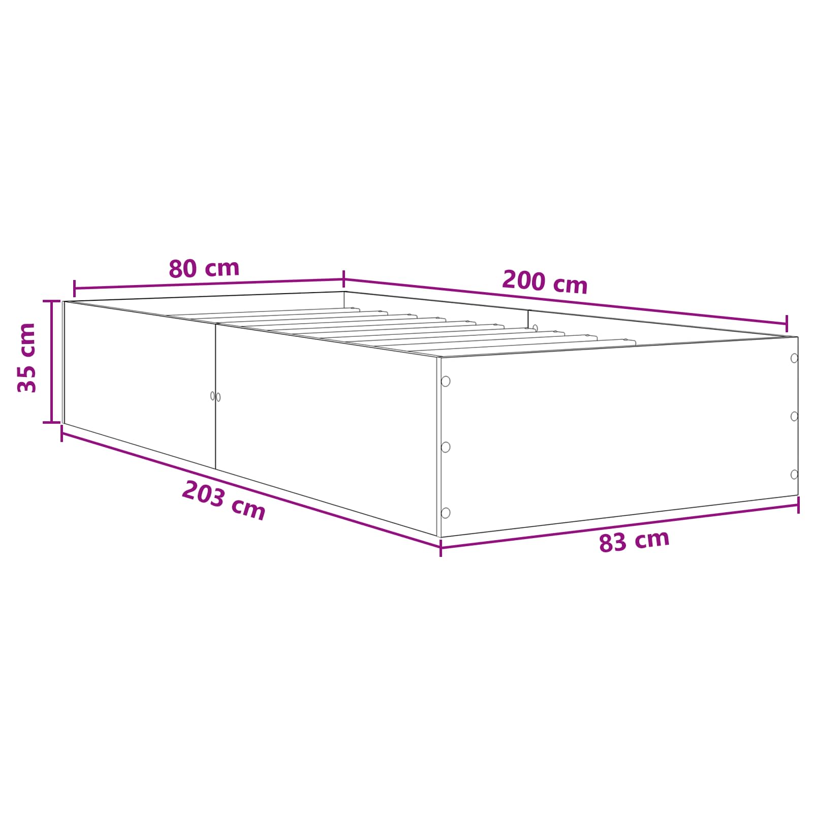 Grindų lovos rėmas Sonoma ąžuolas 80 x 200 cm Apdirbta mediena