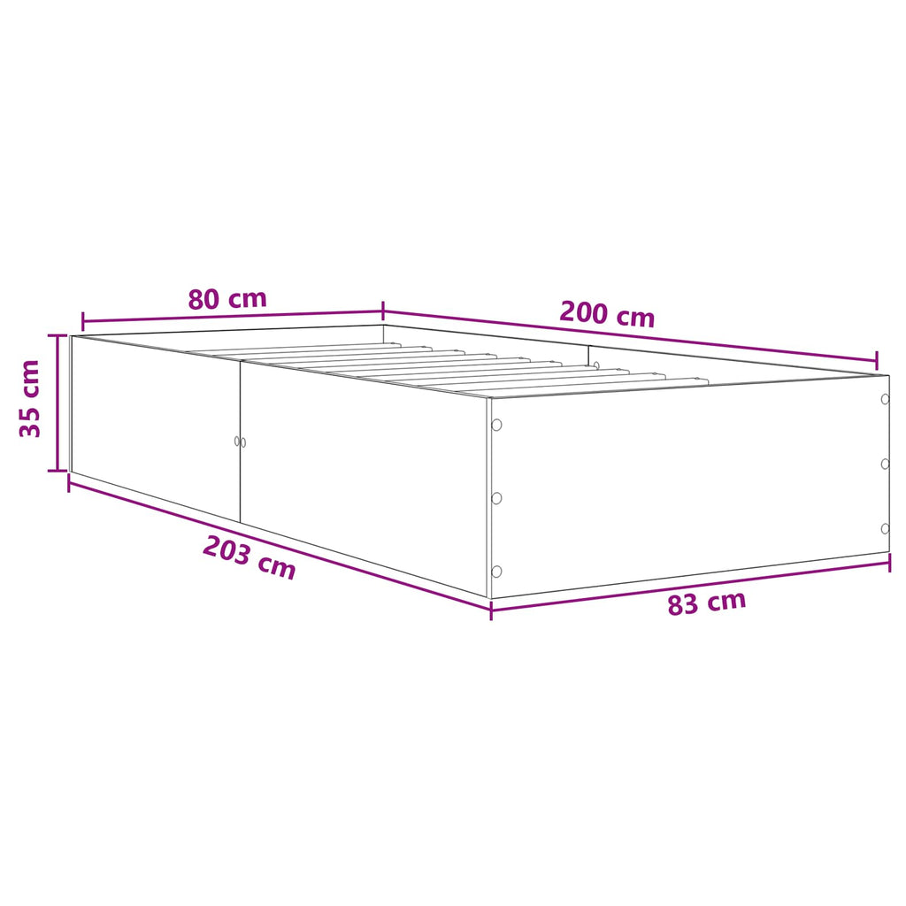 Grindų lovos rėmas Pilka Sonoma 80 x 200 cm Apdirbta mediena