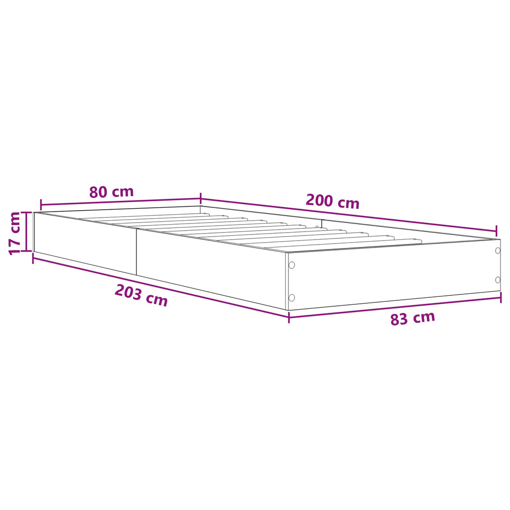 Lovos rėmas su saugojimu Balta 80 x 200 cm Apdirbta mediena
