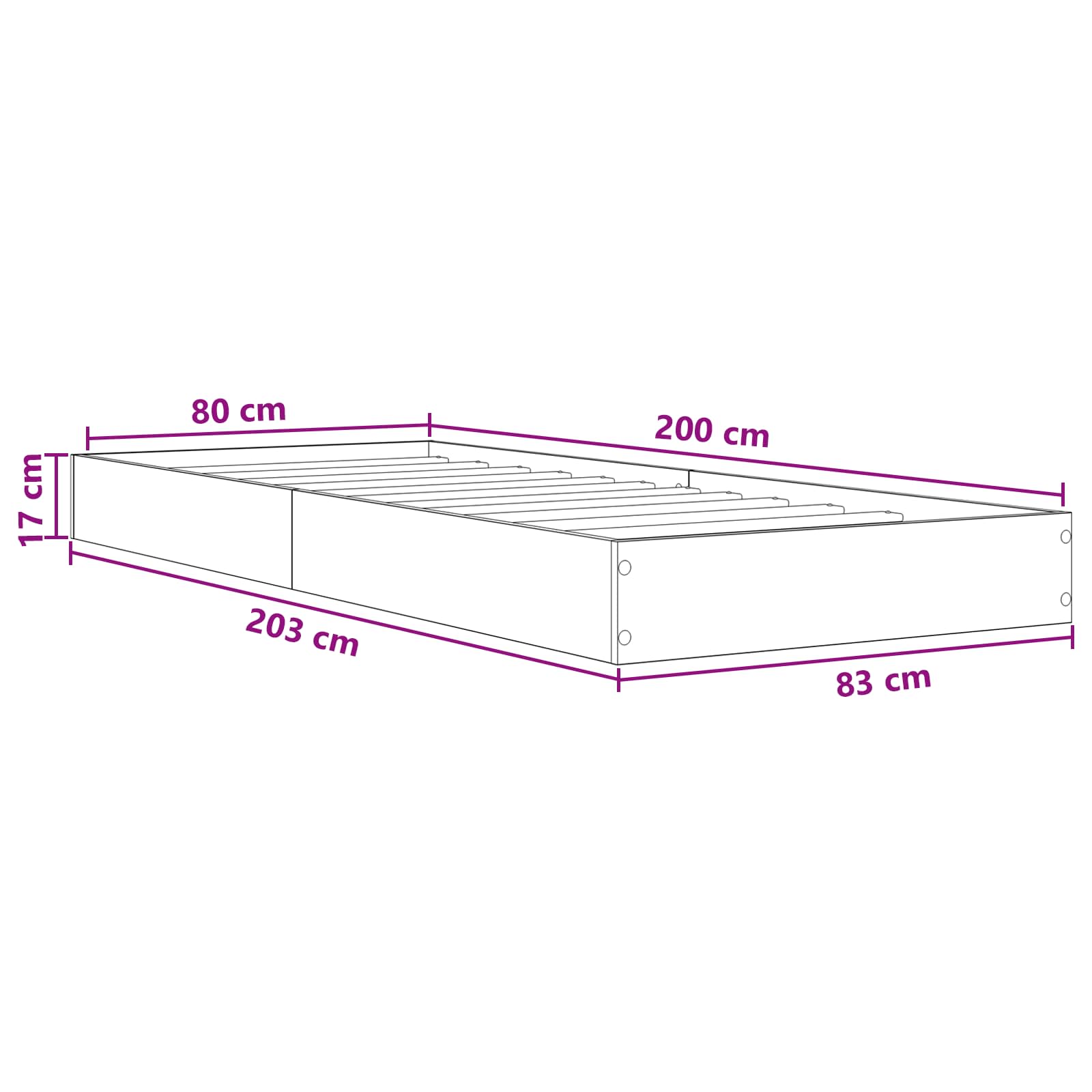 Lovos rėmas su saugojimu Balta 80 x 200 cm Apdirbta mediena