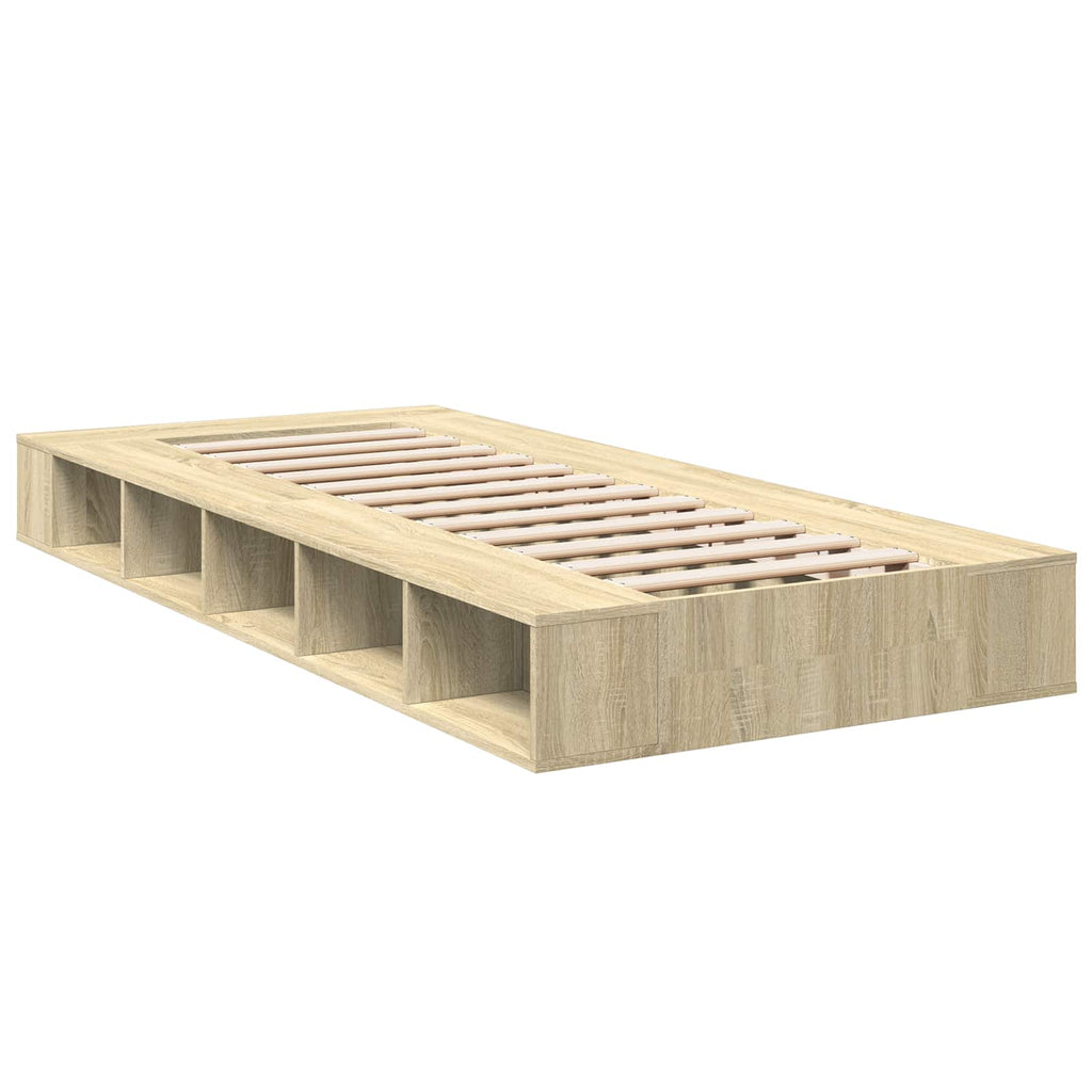 Lovos rėmas su saugojimu su lentyna Sonoma ąžuolas 80 x 200 cm