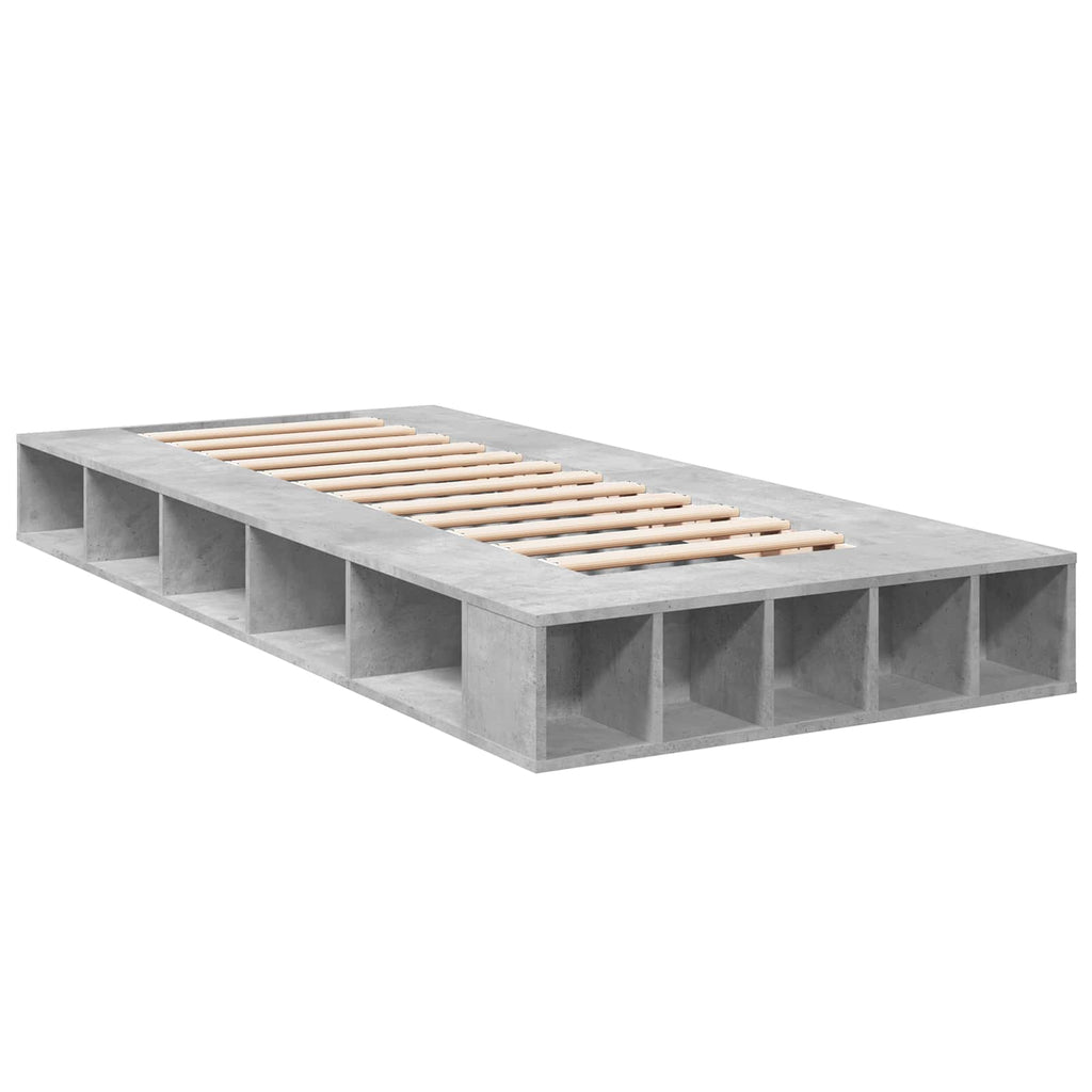 Lovos rėmas su saugojimu su lentyna Betono pilka 80 x 200 cm