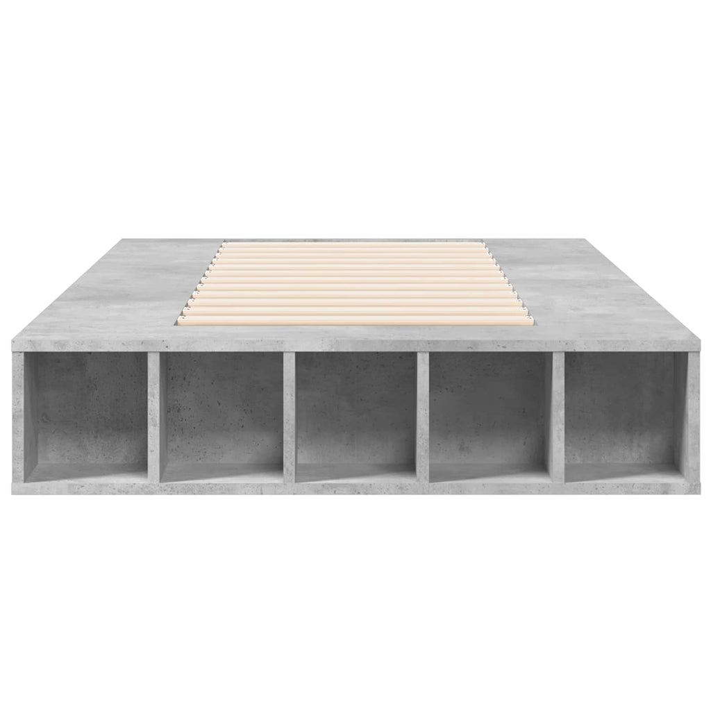 Lovos rėmas su saugojimu su lentyna Betono pilka 80 x 200 cm