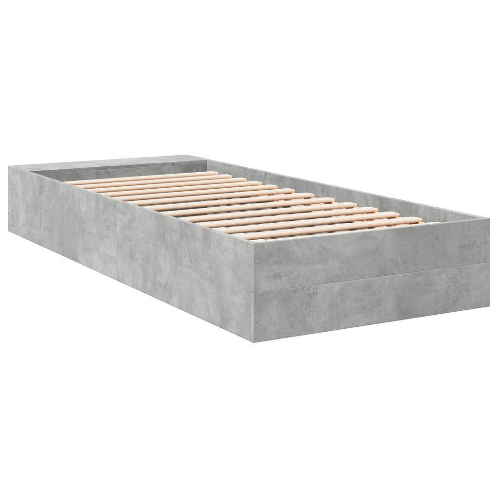 Lovos rėmas su saugojimu su lentyna Betono pilka 80 x 200 cm