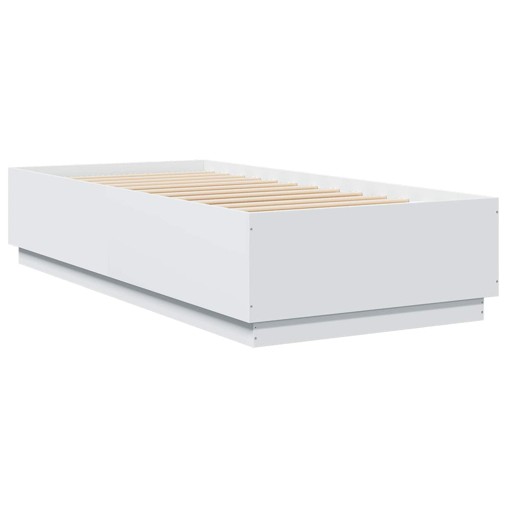 Lovos rėmas su LED Balta 80 x 200 cm Apdirbta mediena