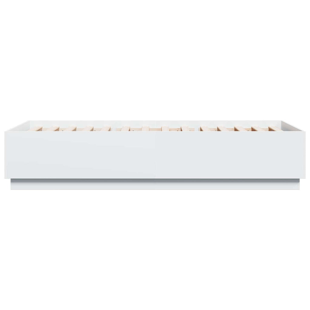 Lovos rėmas su LED Balta 80 x 200 cm Apdirbta mediena