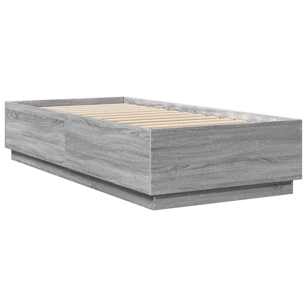 Lovos rėmas su LED Pilka Sonoma 80 x 200 cm Apdirbta mediena