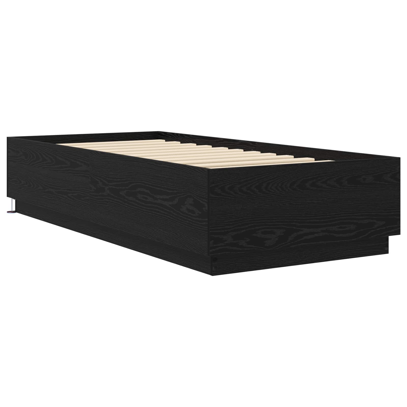 Lovos rėmas su LED Juodojo ąžuolo 80 x 200 cm Apdirbta mediena